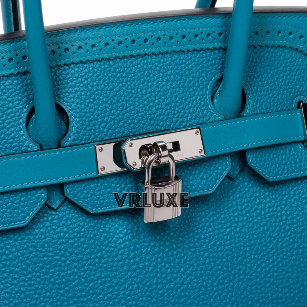 HERMES Birkin 35 Ghilliess Blue PHW Turquoise Bag - Picture 5 of 8